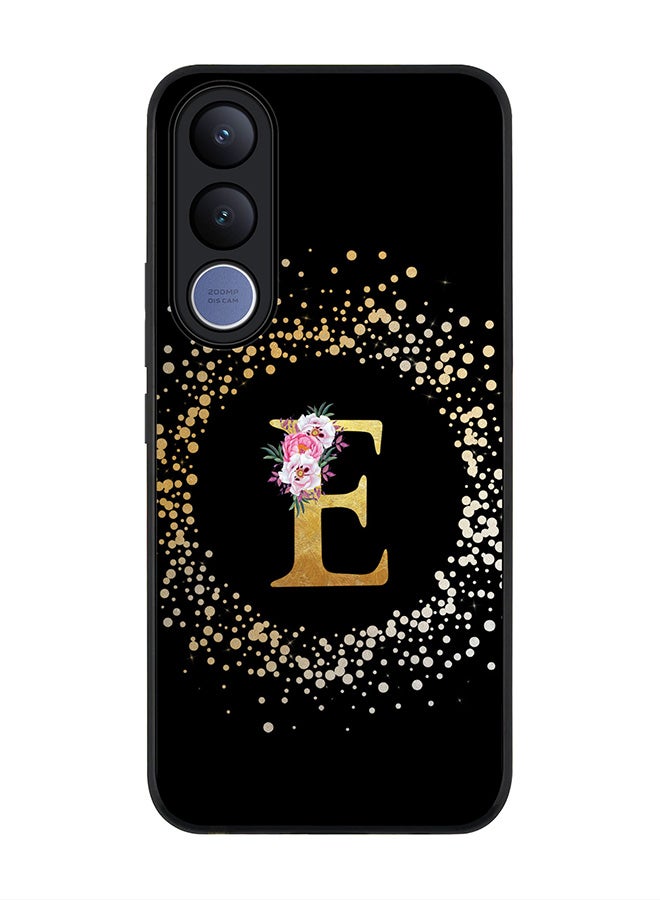 Stylizedd For vivo V70 FE Case,Slim fit Camera Protection, Shockproof Thin Phone cover  - Custom Monogram Floral - E ( Black ) - Image 1