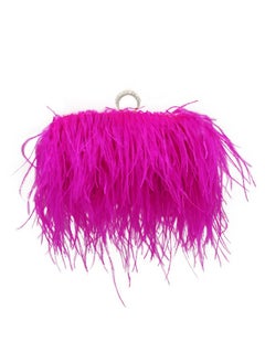 Women Feather Clutch Purse Shoulder Crossbody Bag Evening Handbags Rose Red