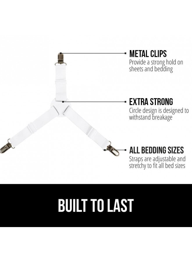 Gorilla Grip Gorilla Grip Bed Sheet Straps, Adjustable Elastic Fasteners with Metal Clips, Keep in Place Fitted Bedding Holder, Easy Install Suspenders Mattresses, Firm Tight Accessories, 4 Pack White  - Image 3