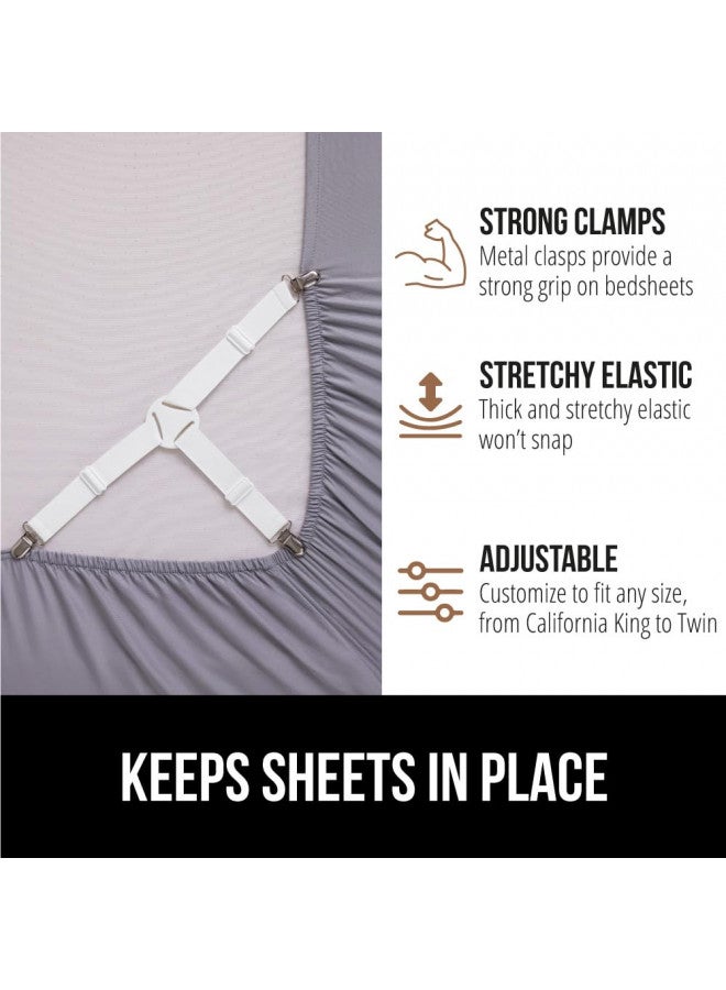 Gorilla Grip Gorilla Grip Bed Sheet Straps, Adjustable Elastic Fasteners with Metal Clips, Keep in Place Fitted Bedding Holder, Easy Install Suspenders Mattresses, Firm Tight Accessories, 4 Pack White  - Image 5