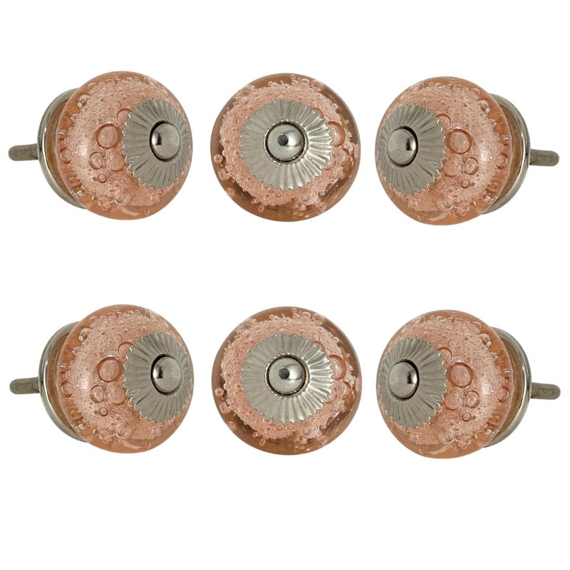 Perilla Home Set of 6 Pink Bubble Crystal Glass Knob for Kitchen Cabinets Crystal Glass Handles and Pull Knob for Dresser Drawer Living Room Kitchen Bathroom Closet Cupboard Furniture - Image 2