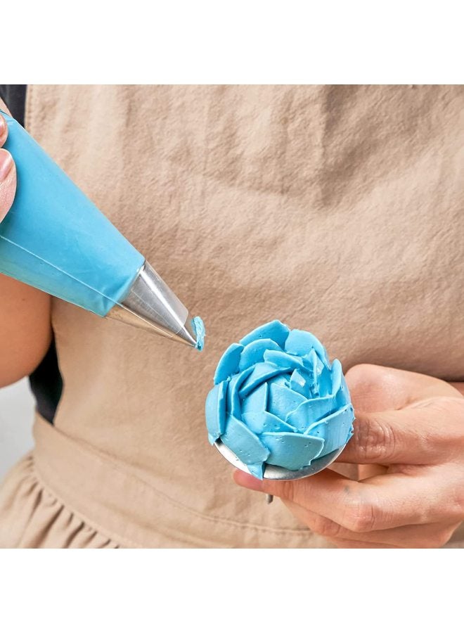 Stainless Steel 304 Rose Piping Spout Bean Paste Petals Skirt Squeeze Nozzle Cream Nozzle Piping Bag Set-Specifications:8 Head Decorating Nozzle 20 PE Decorating Bag - Image 5