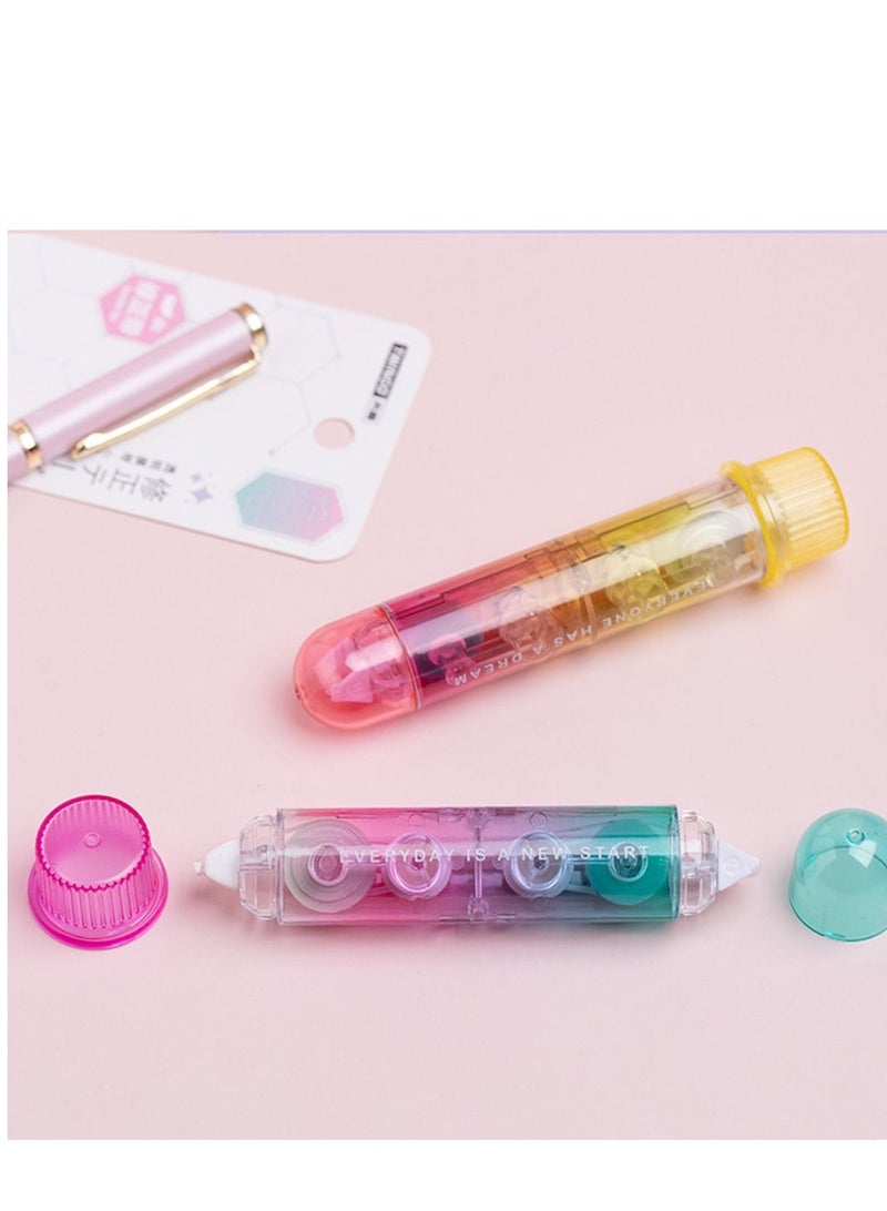 SYOSI "Correction Tape 2 in 1 Colorful Fluency Cute Quick Dry White Out Tape Pens Double-ended Pen Adhesive Tape Roller Runner Ledger Diary Error Book Modify Study Supplies Office Products Random Color 4PCS - Image 3