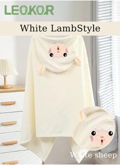 LEOKOR Kids Bath Towel for 1-12 Years Hooded Ultra Soft Towel Highly Absorbent Bathrobe Children's Cloak Bath Towel Pure Cotton Bathrobe with Hood Wear Cloak 90*150cm, White  - Image 4