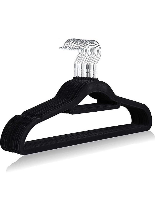 MOMENT 5-Pack Black Non-Slip Velvet Hangers 45cm With 360 Degree Rotatable Hook - Durable & Slim - Non Slip Hangers for Coat Hangers, Pant Hangers. - Image 1