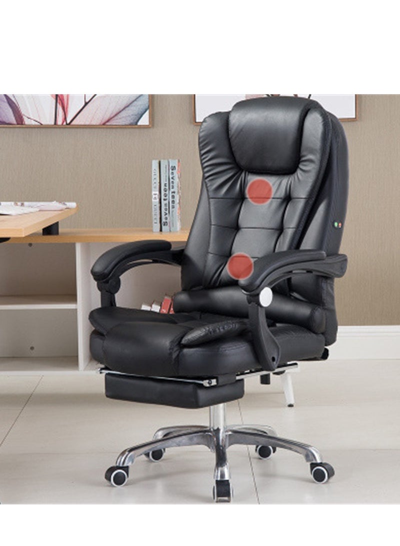 Ergonomic Office Chair, High Back Computer Desk Chair with Adjustable  Armrests and Lumbar, Executive Reclining Massage Chair with Footrest and 2 Vibration Massage Points for Home and Office, Black - Image 2