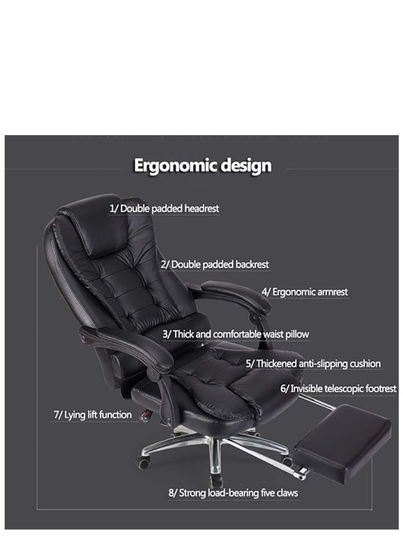 Ergonomic Office Chair, High Back Computer Desk Chair with Adjustable  Armrests and Lumbar, Executive Reclining Massage Chair with Footrest and 2 Vibration Massage Points for Home and Office, Black - Image 3