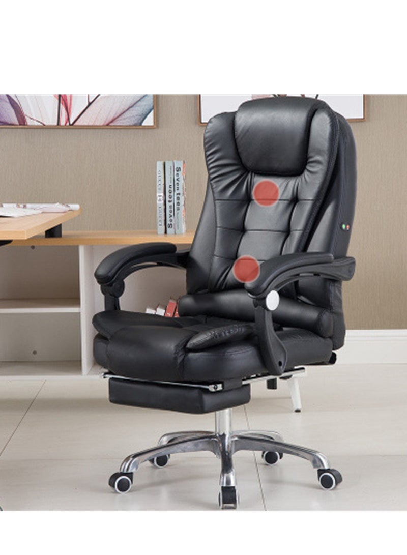 Ergonomic Office Chair, High Back Computer Desk Chair with Adjustable  Armrests and Lumbar, Executive Reclining Massage Chair with Footrest and 2 Vibration Massage Points for Home and Office, Black - Image 1