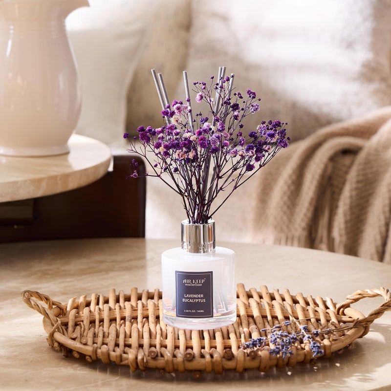 Airkeep Reed Diffuser Set,3.38 fl oz (100 ml) - Lavender Eucalyptus Oil Diffusers with 8 Reed Sticks, Home Fragrance Reed Diffuser for Bathroom Shelf Decor - Image 5