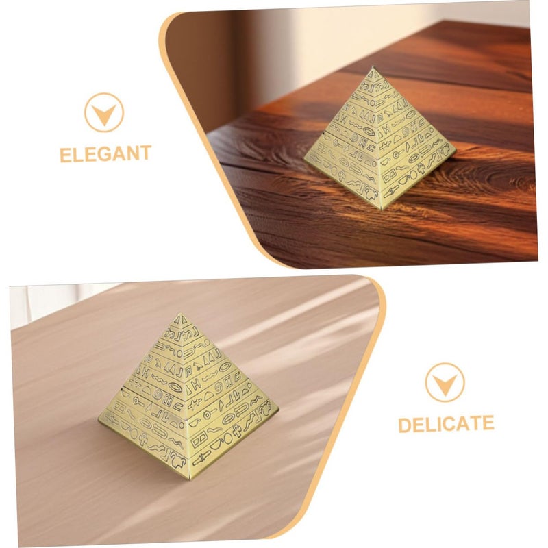 Metal Pyramid Ashtray for Office Home Desktop Decor Statue - Image 4