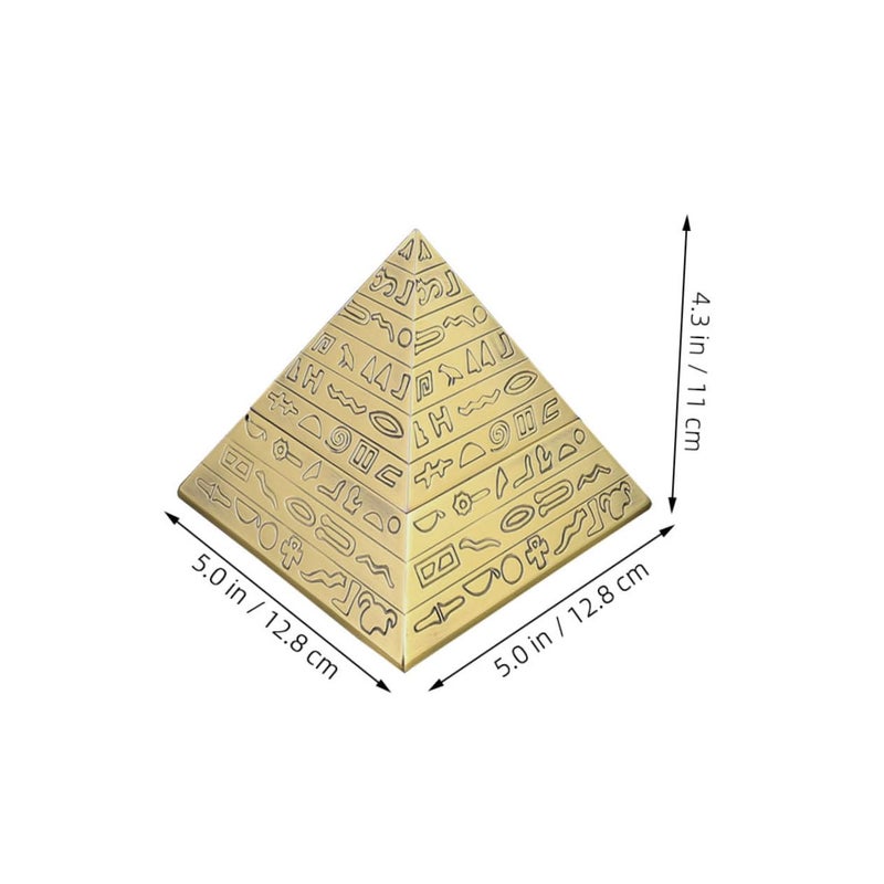 Metal Pyramid Ashtray for Office Home Desktop Decor Statue - Image 3