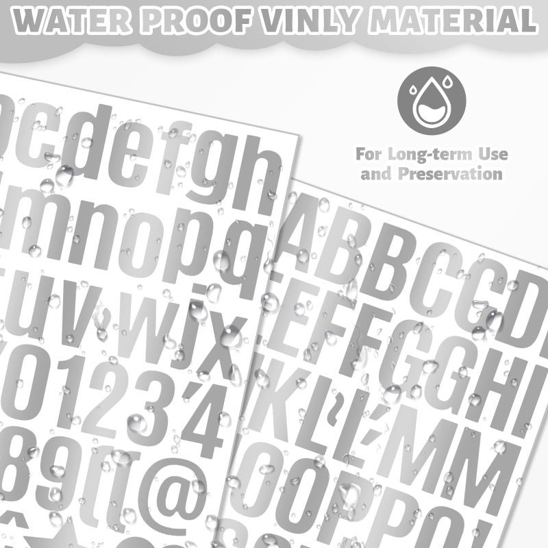 sodknow 30 Sheets Silver Letter Stickers 1 Inch Small Silver Vinyl Alphabet Letter Number Stickers Waterproof Glitter Stickers Decals Water Bottles Scrapbooking Mailbox Poster Grad Cap Decor DIY Crafts - Image 4