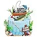 Qoadwem Fishing Cake Topper Gone Fishing Cake Topper With Bass Reed For Fisherman Themed Decoration And Retirement Party Supplies - Image 3