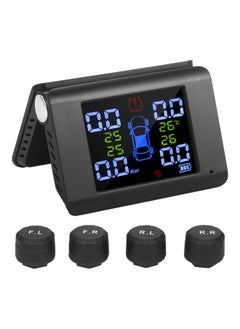 Tire Pressure Monitoring System Solar Charge With 4 External Tmps Sensor Black 18.00X4.80X13.20cm