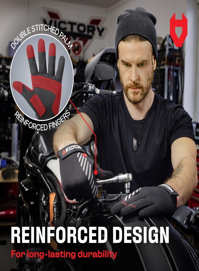 NoCry Utility Gloves for Men with Reinforced Fingers and Thumb Crotch; Double Stitched Palm and Touchscreen Tips; Breathable and Highly Flexible; - Ideal for Mechanics, Construction and Yard Work - Image 3