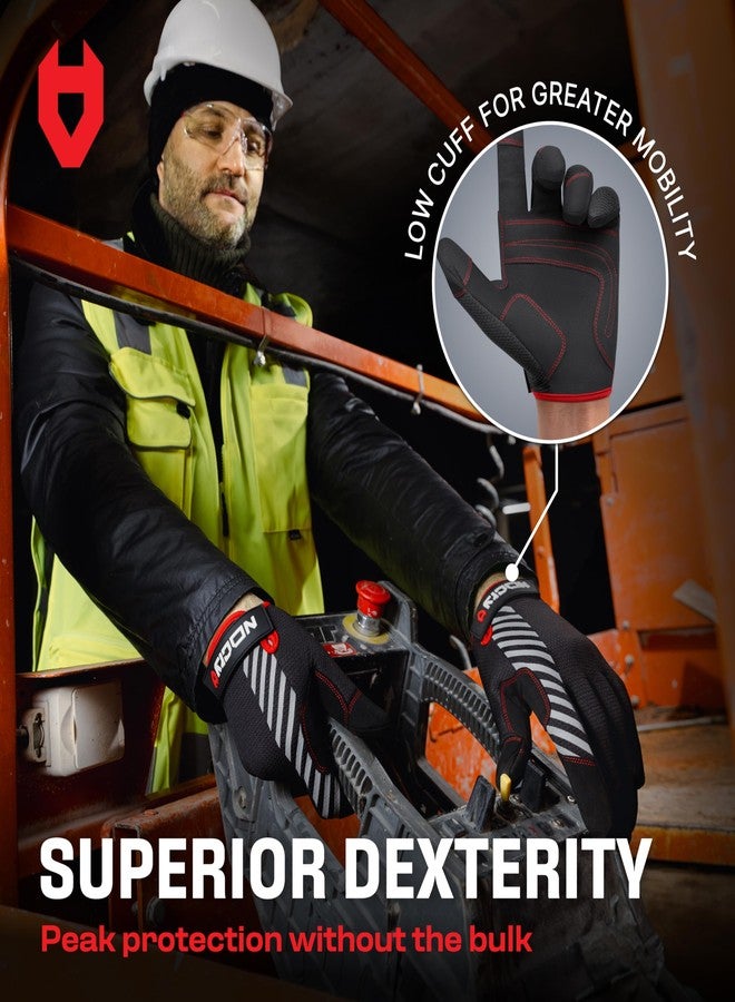 NoCry Utility Gloves for Men with Reinforced Fingers and Thumb Crotch; Double Stitched Palm and Touchscreen Tips; Breathable and Highly Flexible; - Ideal for Mechanics, Construction and Yard Work - Image 5