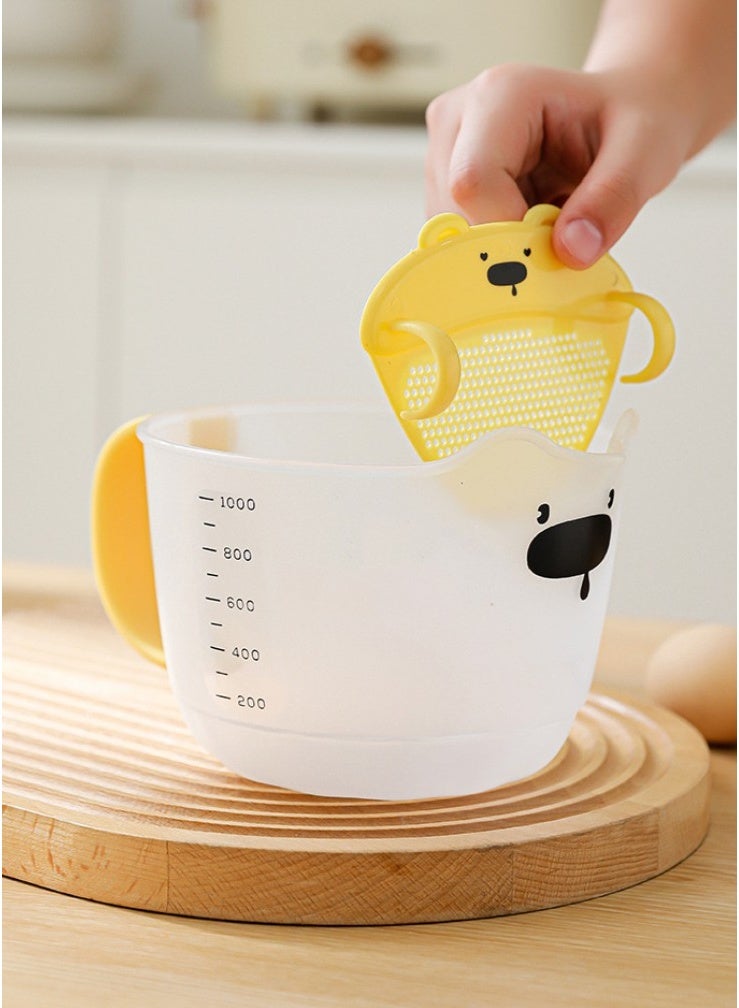 HOMESTAR 3-in-1 Egg Batter Measuring Cup With Strainer - 1L Food Grade PP Baking Mixing Bowl With Measurement Marks | Multi-Functional Spout Design For Filtering, Measuring & Mixing | Perfect For Pancakes, Cakes & Baking Needs | Durable & BPA-Free Kitchen Essential - Image 3