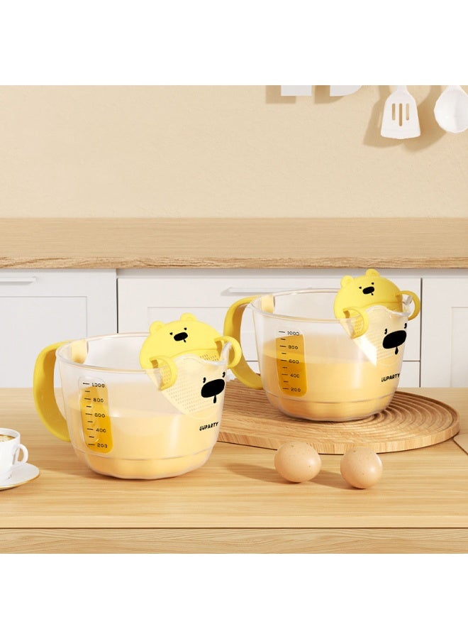 HOMESTAR 3-in-1 Egg Batter Measuring Cup With Strainer - 1L Food Grade PP Baking Mixing Bowl With Measurement Marks | Multi-Functional Spout Design For Filtering, Measuring & Mixing | Perfect For Pancakes, Cakes & Baking Needs | Durable & BPA-Free Kitchen Essential - Image 4