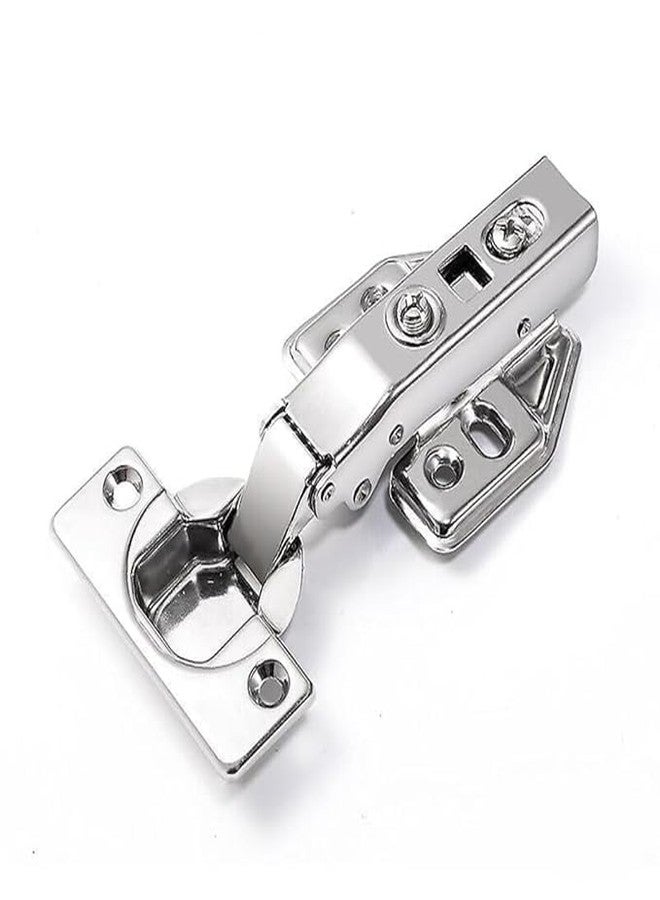 EDBIRET Stainless Steel 304 Grade Anti Rust Full Overlay '0' Crank Hydraulic Soft Close Auto Hinges for Cabinets/Cupboards 4 Hole Mounting Plate (Pack of 4) - Image 1