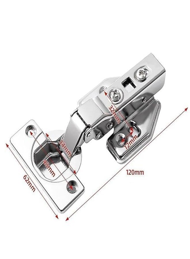 EDBIRET Stainless Steel 304 Grade Anti Rust Full Overlay '0' Crank Hydraulic Soft Close Auto Hinges for Cabinets/Cupboards 4 Hole Mounting Plate (Pack of 4) - Image 2