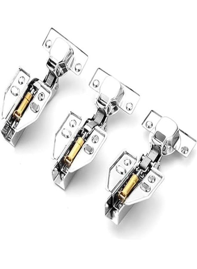EDBIRET Stainless Steel 304 Grade Anti Rust Full Overlay '0' Crank Hydraulic Soft Close Auto Hinges for Cabinets/Cupboards 4 Hole Mounting Plate (Pack of 4) - Image 5