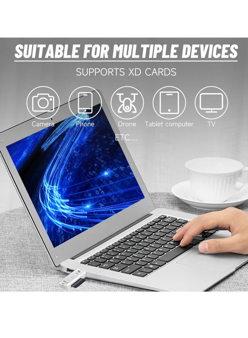 High Speed xD Memory Card Reader Supports Olympus and Fuji XD Picture Card, Portable Compact Flash Card Reader Plug & Play Quick Card Reading (White) - Image 5