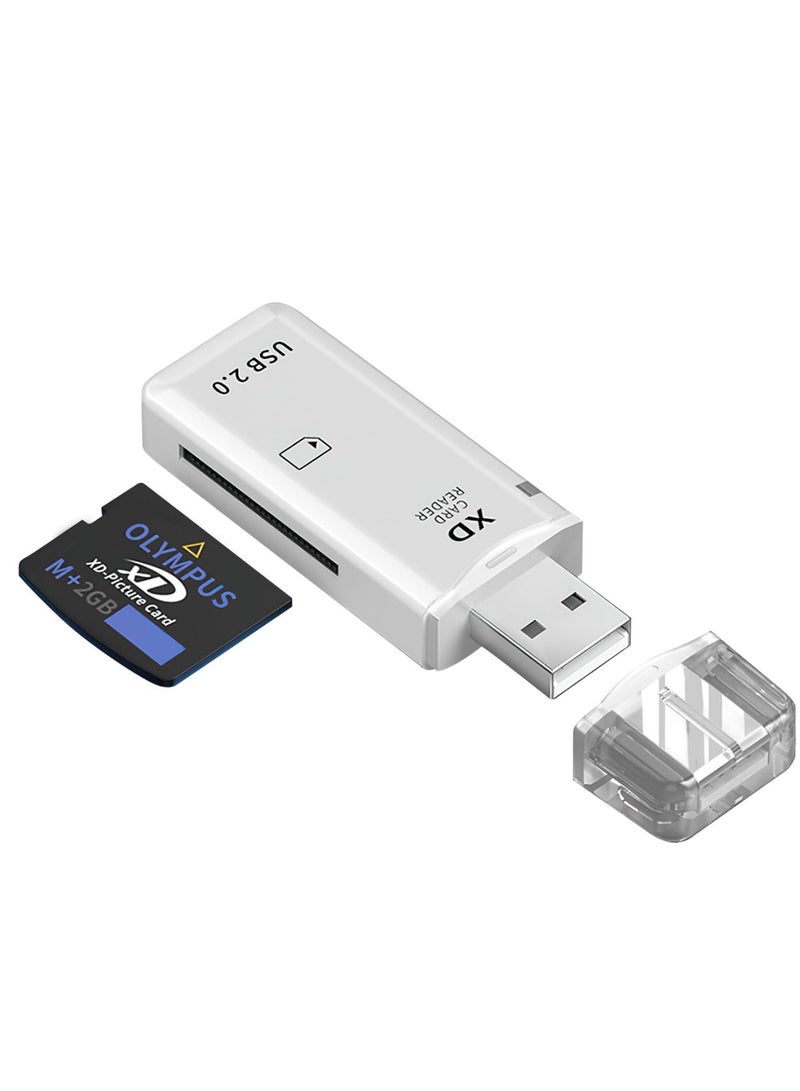 High Speed xD Memory Card Reader Supports Olympus and Fuji XD Picture Card, Portable Compact Flash Card Reader Plug & Play Quick Card Reading (White) - Image 1
