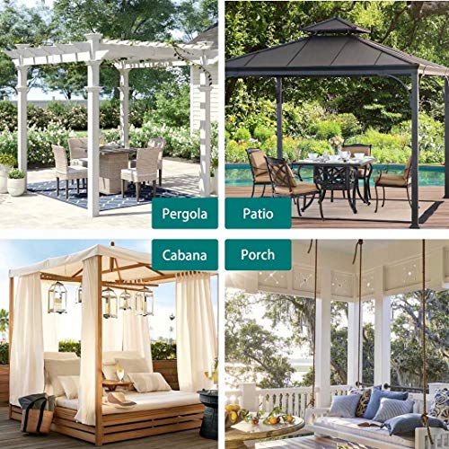 LORDTEX Indoor/Outdoor Curtains - Waterproof Tab Top Patio Curtains Sun Blocking Set of 2 Panels Thermal Insulated Curtain for Porch, Pergola, Cabana, Gazebo, 52 x 84 inch, Vanilla - Image 5