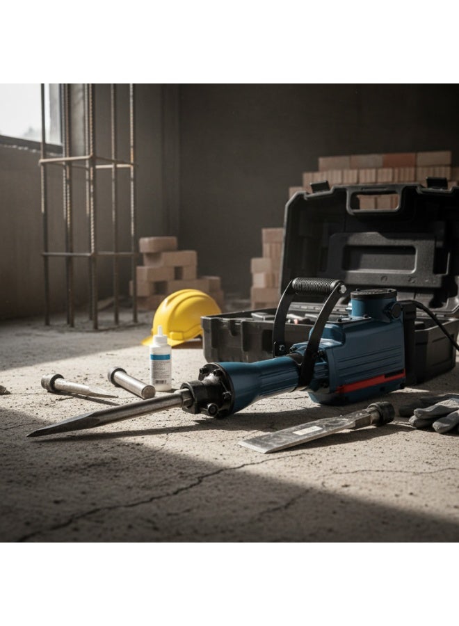 بوناي مطرقة هدم BN-HK98، مطرقة كهربائية بقوة 2200 واط للخرسانة والبلاط، أداة تكسير متينة، 1400 دورة في الدقيقة، 220-240 فولت، أداة كهربائية صناعية مع أزاميل وحقيبة - Image 3