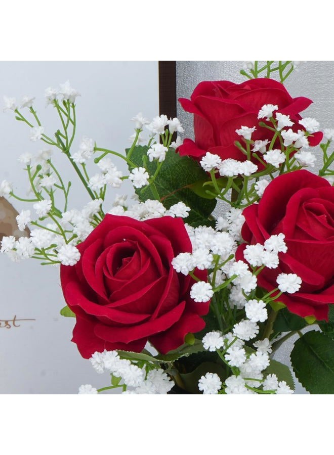 HO2NLE 3Pcs Artificial Hydrangea Flowers Red Fake Silk Flowers Bouquets Faux Real Touch Hydrangea Bulk for Home Table Centerpieces Kitchen Wedding Party Decorations - Image 4
