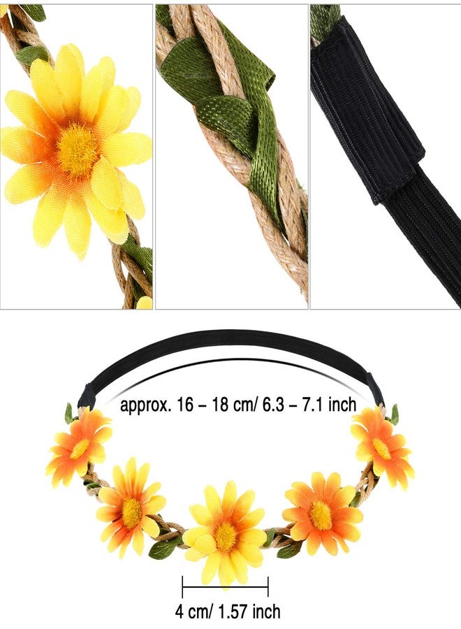 Bememo 20 Pieces Hippie Headband Glasses Costume Set, Includes 10 Pieces Multicolor Daisy Flower Crown, 10 Pieces Round Hippie Sunglasses for Festival - Image 4