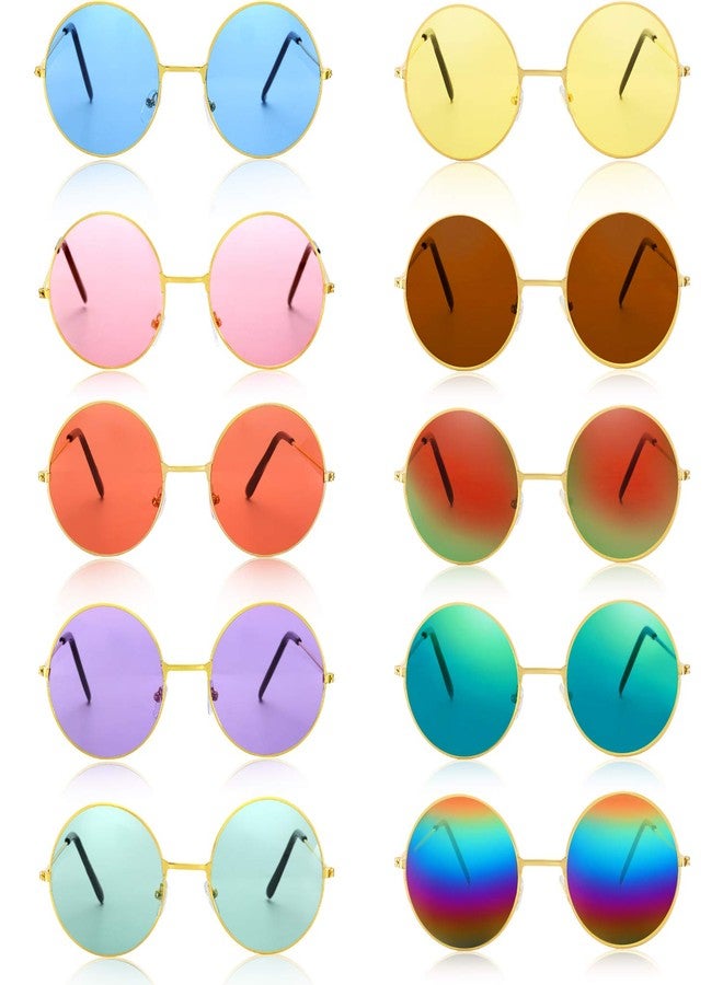 Bememo 20 Pieces Hippie Headband Glasses Costume Set, Includes 10 Pieces Multicolor Daisy Flower Crown, 10 Pieces Round Hippie Sunglasses for Festival - Image 2