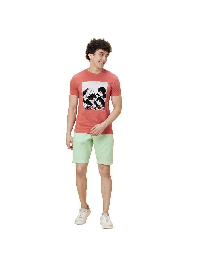 بيينغ هيومان Mens Mineral Red Round Neck Short Sleeve T-Shirt