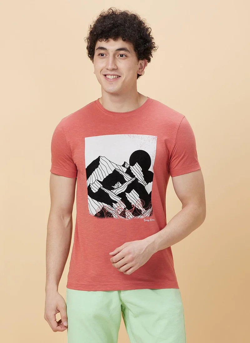 بيينغ هيومان Graphic Printed Round Neck Short Sleeves T-shirt