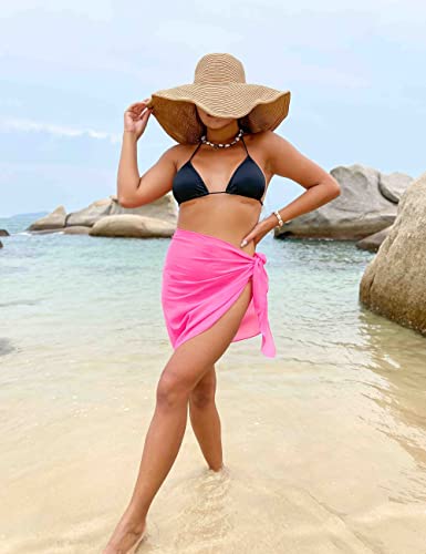 LIENRIDY Womens Sarong Wrap Beach Sarong Swimwear Cover up Swimsuit Wrap Rosy Short L-XL - Image 3