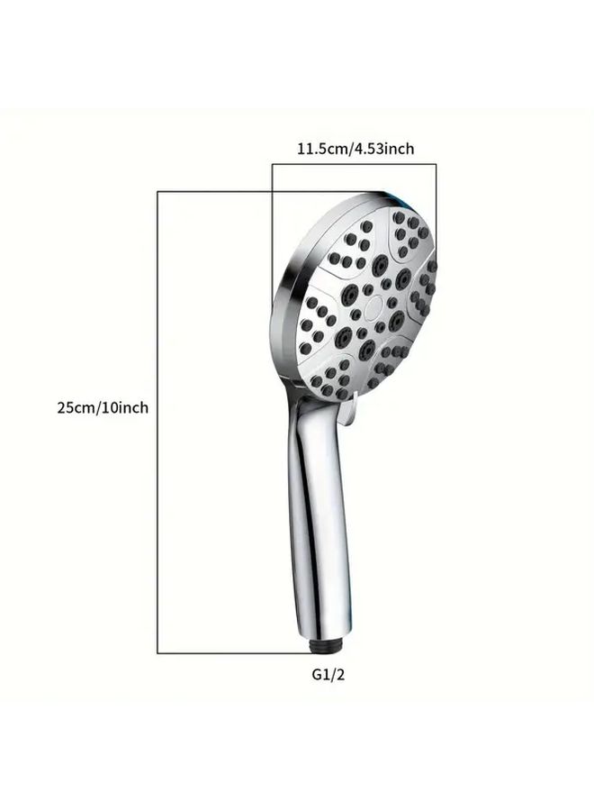 High Pressure 8 Mode Handheld Shower Head Wall Mount Round Plastic Silvery Showerhead No Electricity Needed Easy Clean Silicone Nozzle Water Saving High Flow Bath Sprayer - Image 3