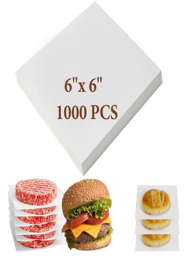 LOVNBHELP 1000Pcs 6 x 6 Inch Hamburger Patty Paper Square, Non-Stick White Parchment Paper Food Grade Burger Patty Paper for Burger Press/Separating Frozen Patties (6") - Image 1