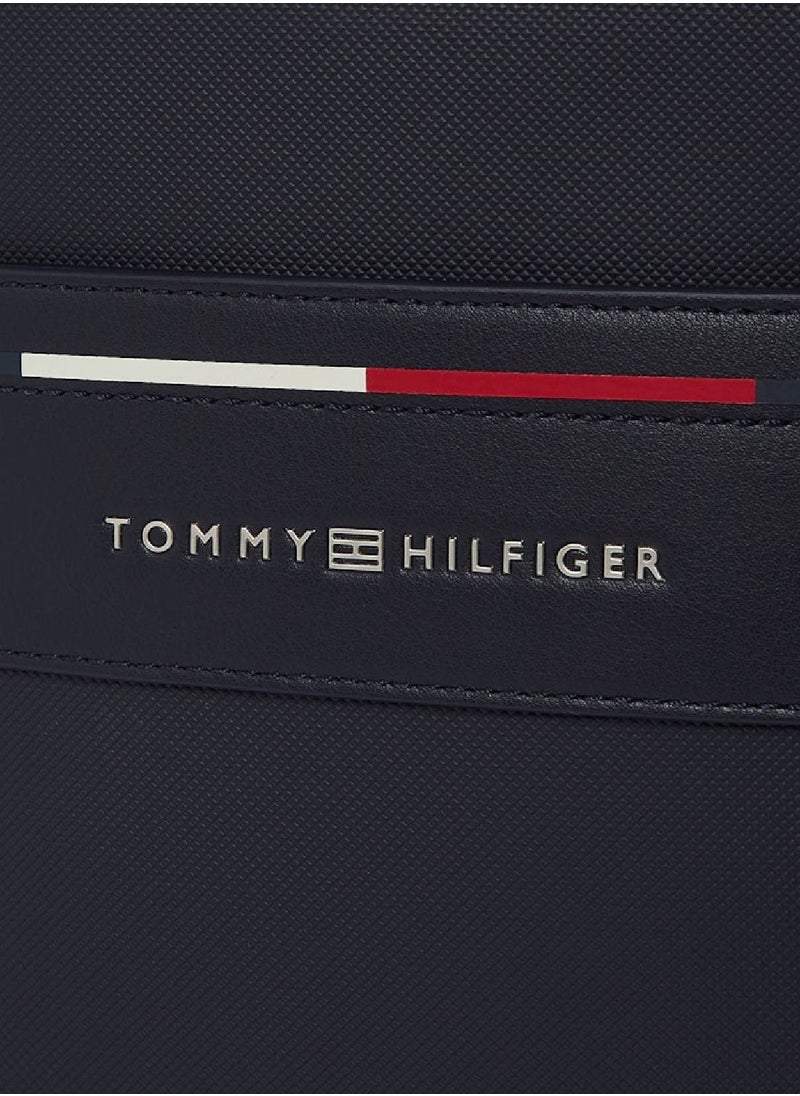 TOMMY HILFIGER Men's Signature Crossbody Reporter Bag - Faux Leather, Blue  - Image 5