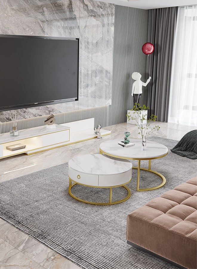 Sharpdo Nordic Luxury Style Two-piece Tea Table Table With Drawer - Image 2