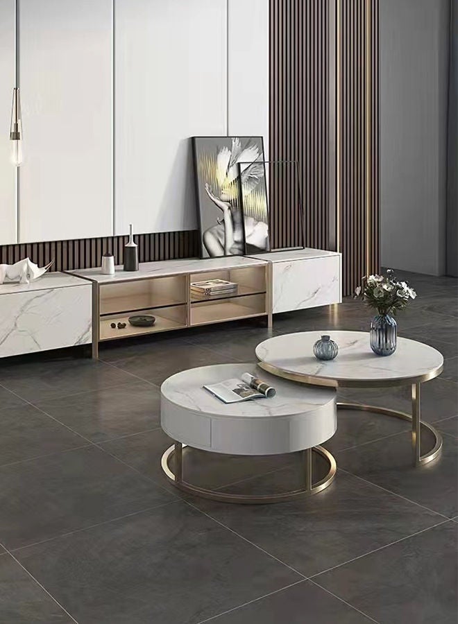 Sharpdo Nordic Luxury Style Two-piece Tea Table Table With Drawer - Image 3