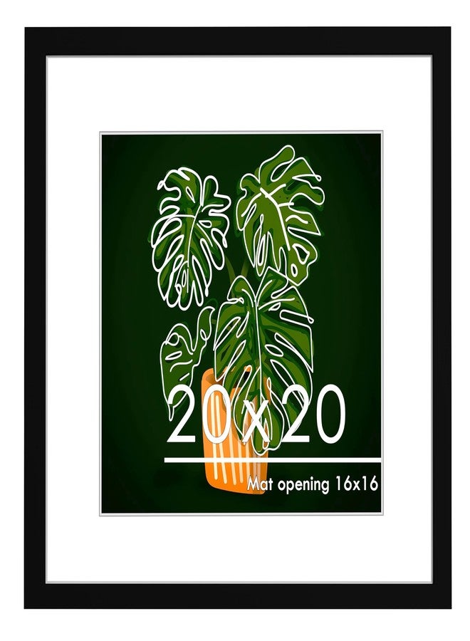 PEALSN 20x20 Picture Frame, Display Pictures 16 x 16 with Mat or 20 x 20 Without Mat for Wall Mounting Display, Poster Frames, Black - Image 1