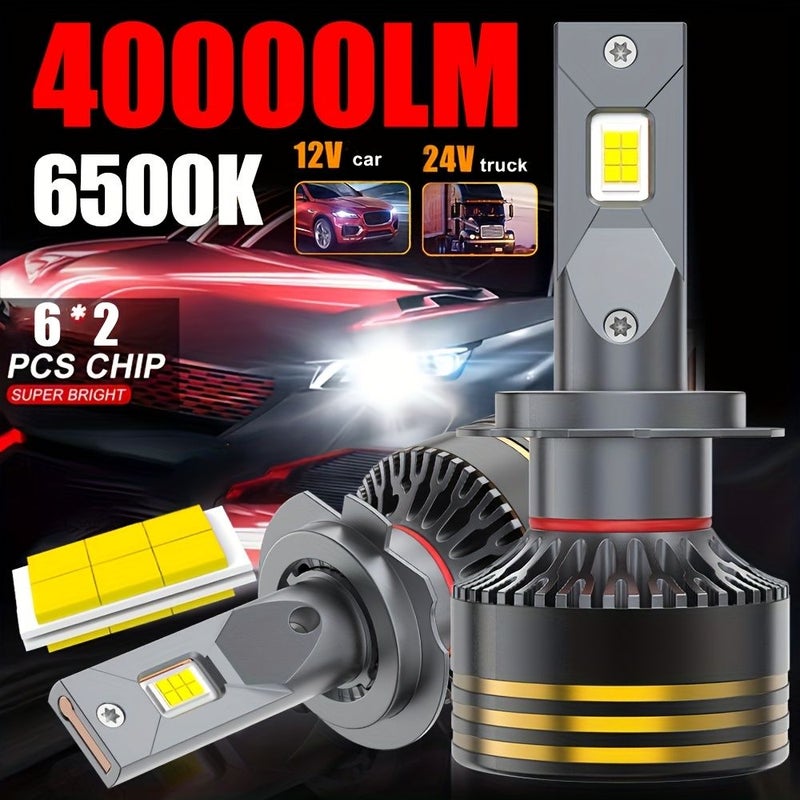 أسلوب جديد 2 قطعة مصابيح أمامية LED للسيارات H4 9003 HB2 40000 لومن 6500 كلفن أبيض بارد متينة من الألومنيوم توصيل وتشغيل - Image 1