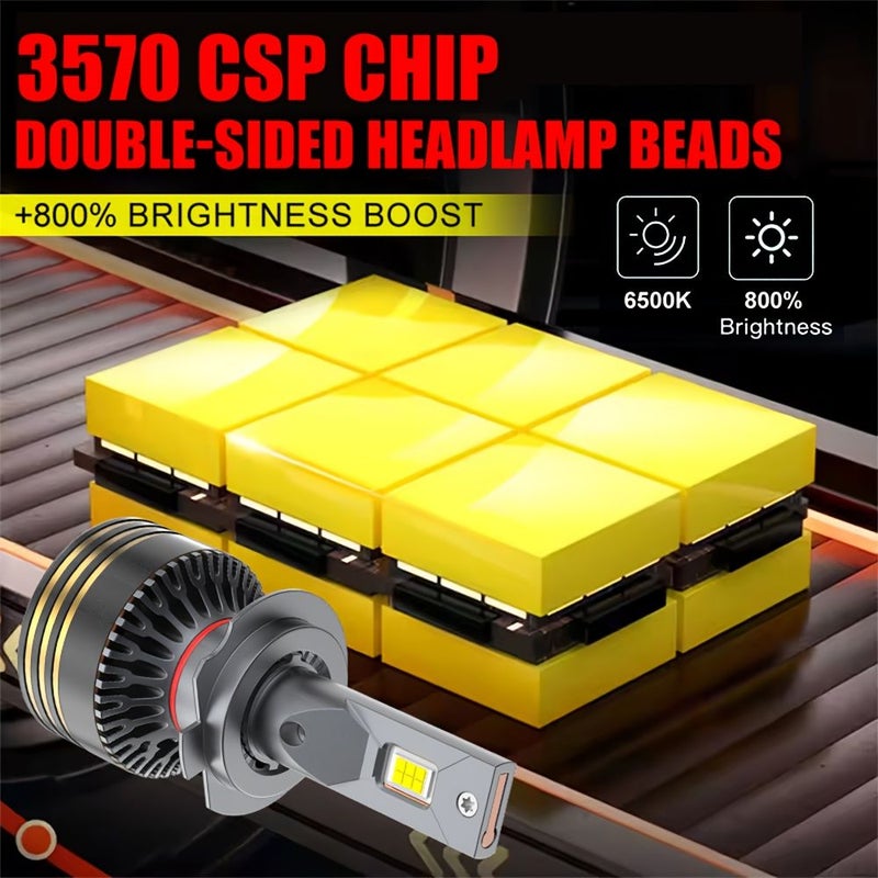أسلوب جديد 2 قطعة مصابيح أمامية LED للسيارات H4 9003 HB2 40000 لومن 6500 كلفن أبيض بارد متينة من الألومنيوم توصيل وتشغيل - Image 3