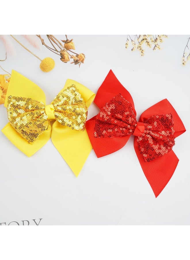 CellElection 20PCS Sequin Hair Bows 4.5Inch Glitter Sparkly Reversible Sequin Bows Rainbow Hair Bows Alligator Hair Clips Hair Accessories for Baby Girls Toddlers Kids Children Teens - Image 4