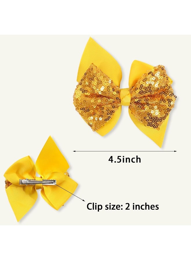 CellElection 20PCS Sequin Hair Bows 4.5Inch Glitter Sparkly Reversible Sequin Bows Rainbow Hair Bows Alligator Hair Clips Hair Accessories for Baby Girls Toddlers Kids Children Teens - Image 5