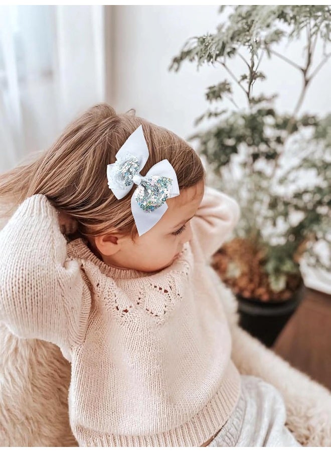 CellElection 20PCS Sequin Hair Bows 4.5Inch Glitter Sparkly Reversible Sequin Bows Rainbow Hair Bows Alligator Hair Clips Hair Accessories for Baby Girls Toddlers Kids Children Teens - Image 3