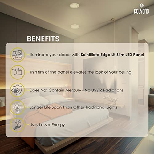 Polycab 18W LED Panel Light Scintillate Edge Slim Round Smart Offers Bright Lumination Long Lifespan No Harmful Radiation (Warm White, 3000K, 2 PCS, Cut Out: 7.79 inches) - Image 5