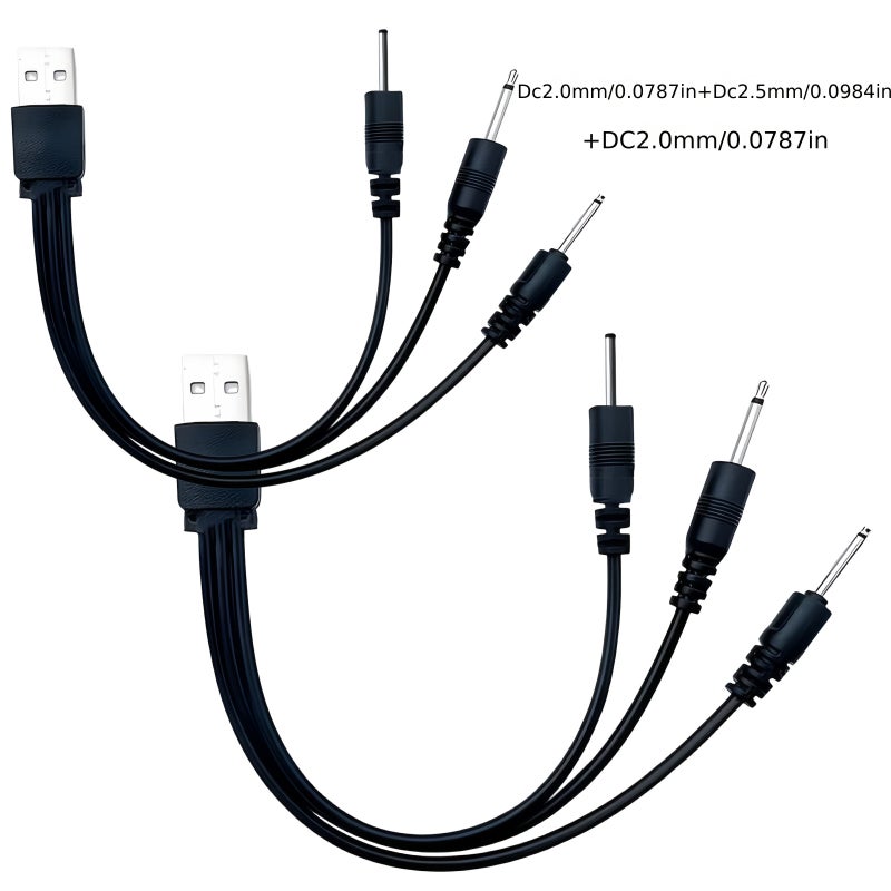 2PCS Black DC 2 0mm And 2 5mm Barrel Plug Charging Cable For Personal Massagers - Image 1