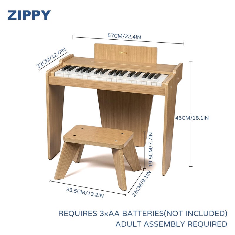 ZIPPY Kids Piano Keyboard, 37 Keys Digital Piano for Kids, Music Educational Instrument Toy, Wood Piano for 3+ Girls and Boys (Oak Basic) - Image 3