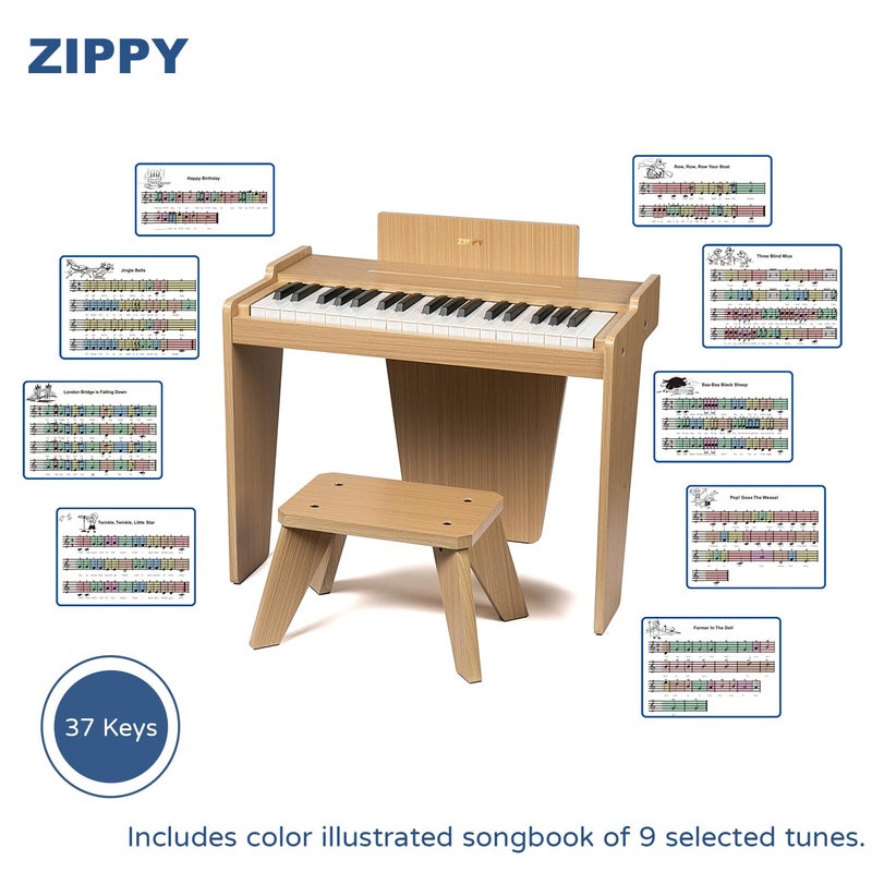ZIPPY Kids Piano Keyboard, 37 Keys Digital Piano for Kids, Music Educational Instrument Toy, Wood Piano for 3+ Girls and Boys (Oak Basic) - Image 5